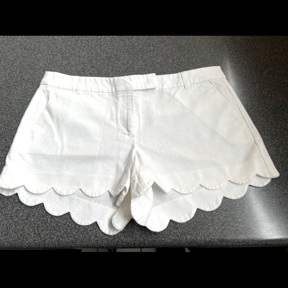 White scalloped shorts